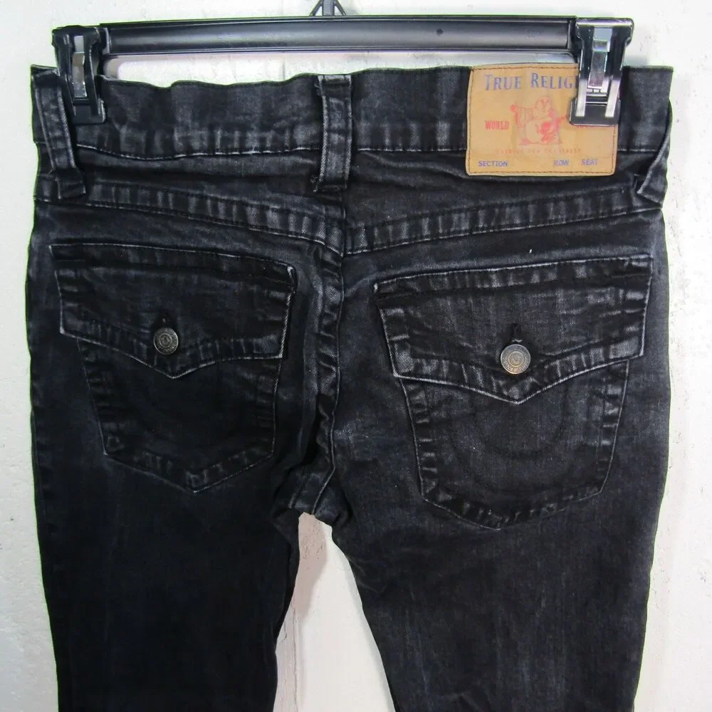True Religion Ricky Relaxed Straight Jeans Men's Size 30 Black Washed Denim